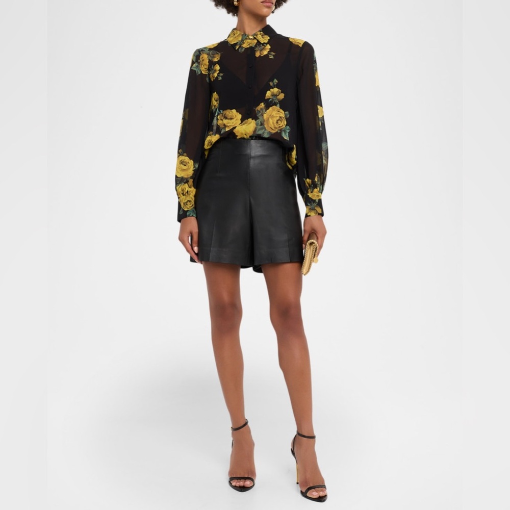 Alice + Olivia Candace Rosehips Blouson-Sleeve Buttoned Shirt - Picture 6 of 11